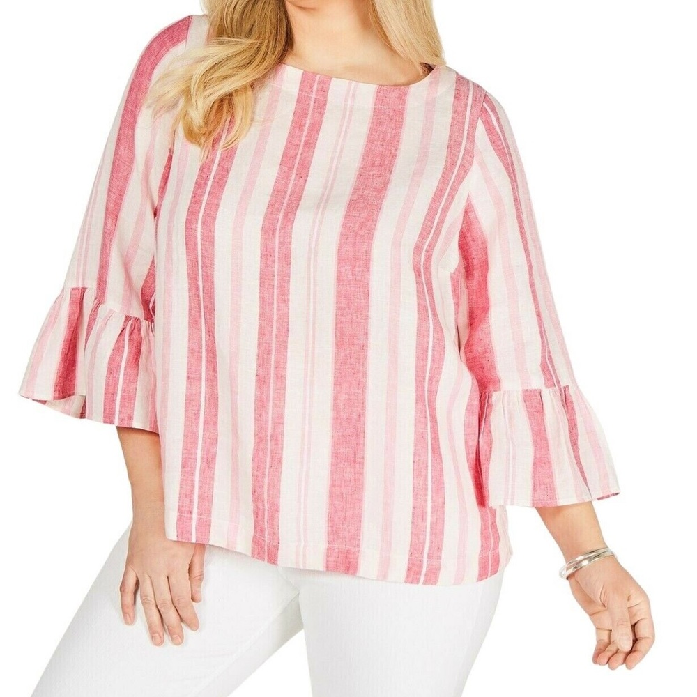 Charter Club Core Linen Bell Sleeve Blouse